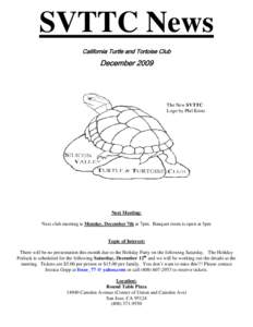 SVTTC News California Turtle and Tortoise Club DecemberThe New SVTTC