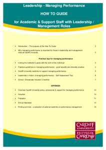 Leadership - Managing Performance HOW TO GUIDE for Academic & Support Staff with Leadership / Management Roles  •