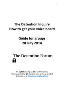 1  The Detention Inquiry How to get your voice heard Guide for groups 28 July 2014