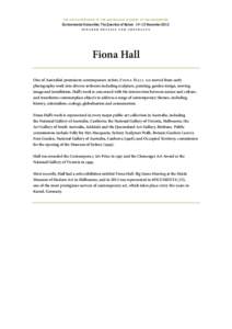 TH E 44TH SY MPOSIU M OF T HE AUST RALIAN ACAD EMY OF T HE HUMANIT I ES  Environmental Humanities: The Question of Nature · 14–15 November 2013 speaker details and abstracts  Fiona Hall