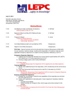 July 31, 2014 Scientific Laboratory Division New Mexico Scientific Laboratories 1101 Camino de Salud NE Albuquerque, NM 87102