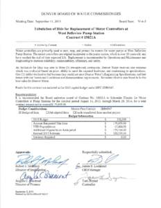 Board meeting agenda (Sept. 11, 2013): Tabulation of Bids for Replacement of Motor Controllers at West Belleview Pump Station