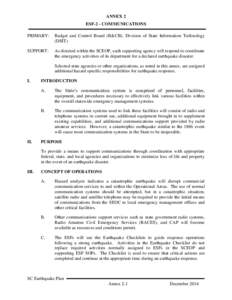 ANNEX 2 ESF-2 - COMMUNICATIONS PRIMARY: Budget and Control Board (B&CB), Division of State Information Technology (DSIT)