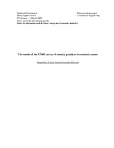 Statistical Commission Background document Thirty-eighth session Available in English only 27 February - 2 March 2007 Item 3 (g) of the provisional agenda