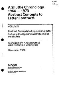 i3CA Shuttle Chronology 1964 — 1973 Abstract Concepts to Letter Contracts
