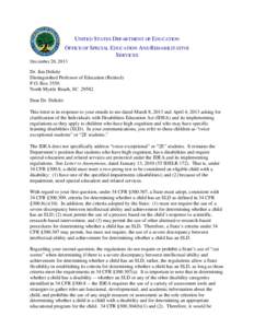 Policy Letter to Dr. Jim Delisle
