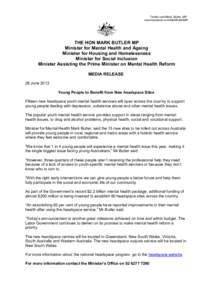 Twitter.com/Mark_Butler_MP www.facebook.com/MarkButlerMP THE HON MARK BUTLER MP Minister for Mental Health and Ageing Minister for Housing and Homelessness