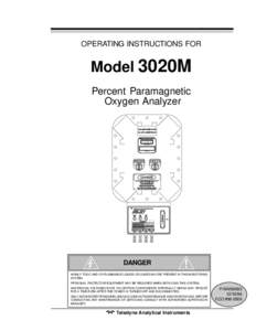Percent Paramagnetic Oxygen Analyzer  OPERATING INSTRUCTIONS FOR Model 3020M Percent Paramagnetic