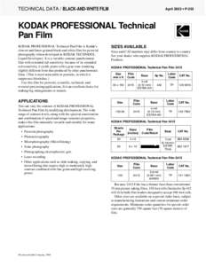 April 2003 • P-255  TECHNICAL DATA / BLACK-AND-WHITE FILM KODAK PROFESSIONAL Technical Pan Film