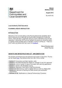 DCLG NEWSLETTER August 2013 By email only  Local Authority Chief Executives