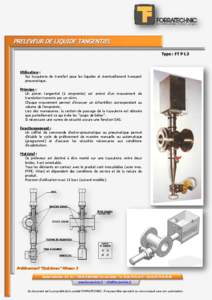 Type : FT P L3  Utilisation : Sur tuyauterie de transfert pour les liquides et éventuellement transport pneumatique. Principe :