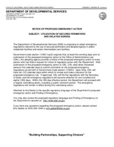 Notice of Proposed Emergency Action, Utilization of Secured Perimeters and Delayed Egress Devices