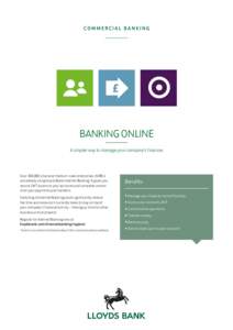 BANKING ONLINE A simpler way to manage your company’s finances Over 300,000 small and medium-sized enterprises (SMEs) are already using Lloyds Bank Internet Banking. It gives you secure 24/7 access to your accounts and