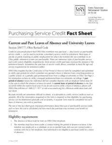 275 East Broad Street Columbus, OHwww.strsoh.org  Purchasing Service Credit Fact Sheet