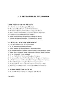 ALL THE POWER IN THE WORLD  1. THE MYSTERY OF THE PHYSICAL[removed].