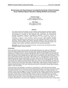 Education / Educational technology / Distance education / Pedagogy / Educational psychology / Asynchronous learning / Synchronous learning / Social presence theory / Blended learning / Synchronous conferencing / Online tutoring