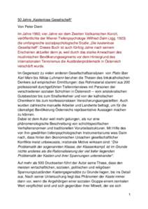 50 Jahre „Kastenlose Gesellschaft“ Von Peter Diem Im Jahre 1960, vier Jahre vor dem Zweiten Vatikanischen Konzil, veröffentlichte der Wiener Tiefenpsychologe Wilfried Daim (Jggdie umfangreiche sozialpsycholo