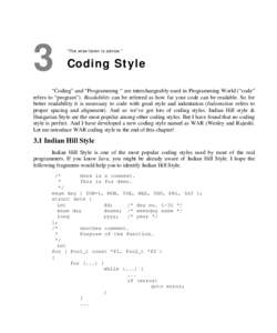 A to Z of C :: 3. Coding Style