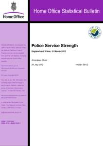 Police Service Strength England and Wales 31st March 2012