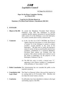 立法會 Legislative Council LC Paper No. LS32[removed]Paper for the House Committee Meeting on 4 March 2011 Legal Service Division Report on