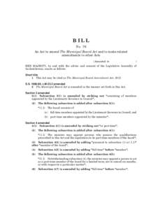 MUNICIPAL BOARD 1 BILL No. 76 An Act to amend The Municipal Board Act and to make related