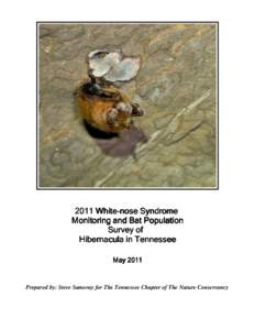 2011 White-nose Syndrome Monitoring and Bat Population Survey of Hibernacula in Tennessee May 2011