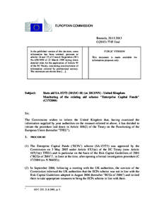EUROPEAN COMMISSION  Brussels, [removed]C[removed]final In the published version of this decision, some information has been omitted, pursuant to