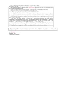 QUESTIONNAIRE ON FAMILY LIFE Instructions on Entering - This Questionnaire should be filled out only by married women. We also ask those who were married this year to fill out another questionnaire as well. - You are req