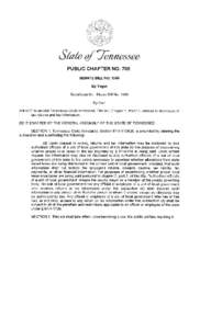 PUBLIC CHAPTER NO. 705 SENATE BILL NOBy Yager Substituted for: House Bill NoBy Carr