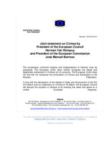 Microsoft Word - Joint statement on Crimea by President Van Rompuy and President Barroso on Ukraine, [removed]doc