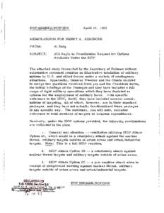 Memo to Kissinger Re: JCS Reply to Presidential Request for Options Available under the SIOP, April 15, 1969