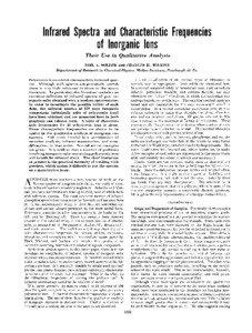 Infrared Spectra and Characteristic Frequencies of Inorganic Ions Their Use in Qualitative Analysis