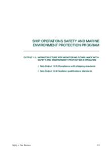 SHIP OPERATIONS SAFETY AND MARINE ENVIRONMENT PROTECTION PROGRAM OUTPUT 1.2: INFRASTRUCTURE FOR MONITORING COMPLIANCE WITH SAFETY AND ENVIRONMENT PROTECTION STANDARDS • Sub-Output 1.2.1: Compliance with shipping standa