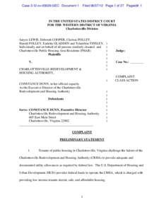 Case 3:12-cvGEC Document 1  FiledPage 1 of 27 Pageid#: 1 IN THE UNITED STATES DISTRICT COURT FOR THE WESTERN DISTRICT OF VIRGINIA