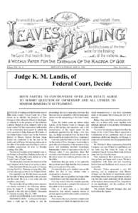 Volume XIX., No. 6.  ZION CITY, SATURDAY, MAY 26, 1906 Price Five Cents.