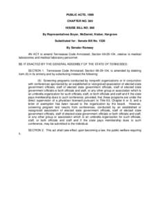 PUBLIC ACTS, 1999 CHAPTER NO. 380 HOUSE BILL NO. 866 By Representatives Boyer, McDaniel, Kisber, Hargrove Substituted for: Senate Bill No[removed]By Senator Ramsey