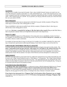 DEEPHAVEN DOG REGULATIONS