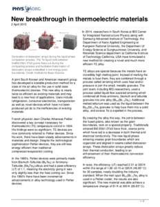 New breakthrough in thermoelectric materials