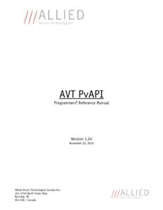 AVT PvAPI Programmers’ Reference Manual Version 1.24 November 22, 2010