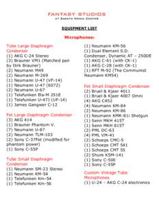    	
      EQUIPMENT LIST