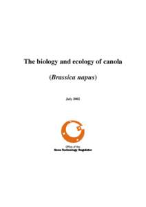 The biology and ecology of canola (Brassica napus) July 2002 BIOLOGY AND ECOLOGY OF C ANOLA (BRASSICA NAPUS)