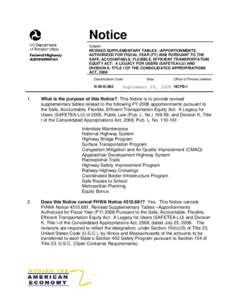 Apportionment of FY 2008 Revenue Aligned Budget Authority Funds