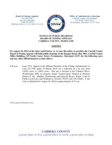 Board of Zoning Appeals  Office of Administrative Hearings Carroll County Government[removed]