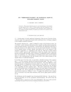 ON “THERMODYNAMICS” OF RATIONAL MAPS II. NON-RECURRENT MAPS N. MAKAROV AND S. SMIRNOV Abstract. The pressure function p(t) of a non-recurrent map is real analytic on some interval (0, t∗ ) with t∗ strictly greate