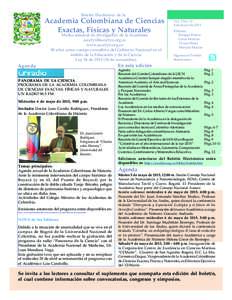 Boletín Electrónico de la  Academia Colombiana de Ciencias Exactas, Físicas y Naturales Medio semanal de divulgación de la Academia 