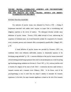 PSYCHIC TRAUMA, ANNIHILATION ANXIETIES AND PSYCHODYNAMIC TREATMENT BY MARVIN HURVICH, PH.D. FOR NEW ORLEANS APA PANEL “TRAUMA: OBVIOUS AND HIDDEN: