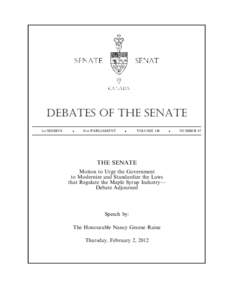 Debates of the Senate 1st SESSION .  41st PARLIAMENT