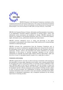 EBLIDA Response to the European Commission consultation on the Communication form the European Commission to the Council, the