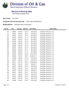 Record of Winning Bids North Slope Areawide 2010 Date of Sale:  [removed]