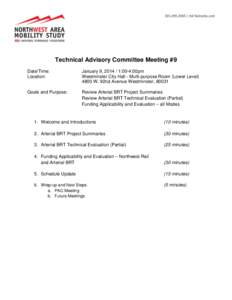 Technical Advisory Committee Meeting #9 Date/Time: Location: January 9, [removed]:00-4:00pm Westminster City Hall - Multi-purpose Room (Lower Level)